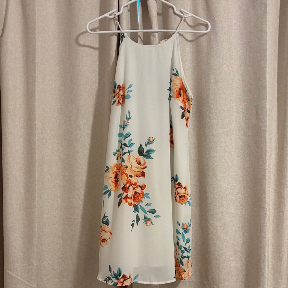 Altar'd State Cream Mini Dress with Orange Floral Print